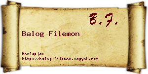 Balog Filemon névjegykártya